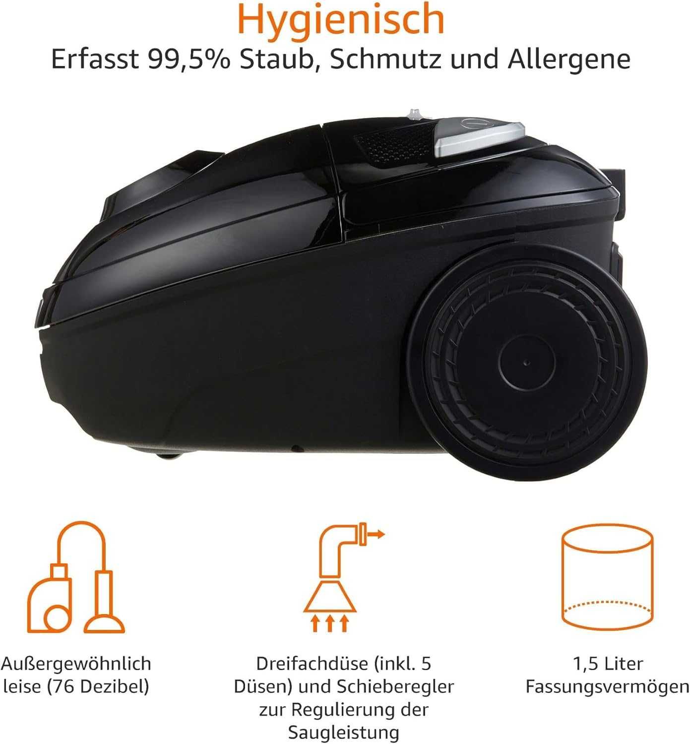 Amazon Basics Мощна, компактна, лека прахосмукачка с торбичка, 700W
