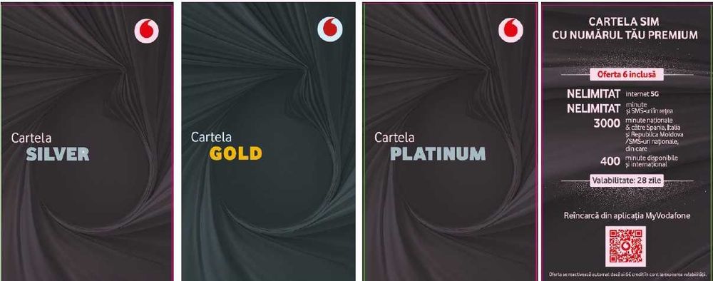 Cartele Sim Vodafone cu numere premium, gold, silver, platinum