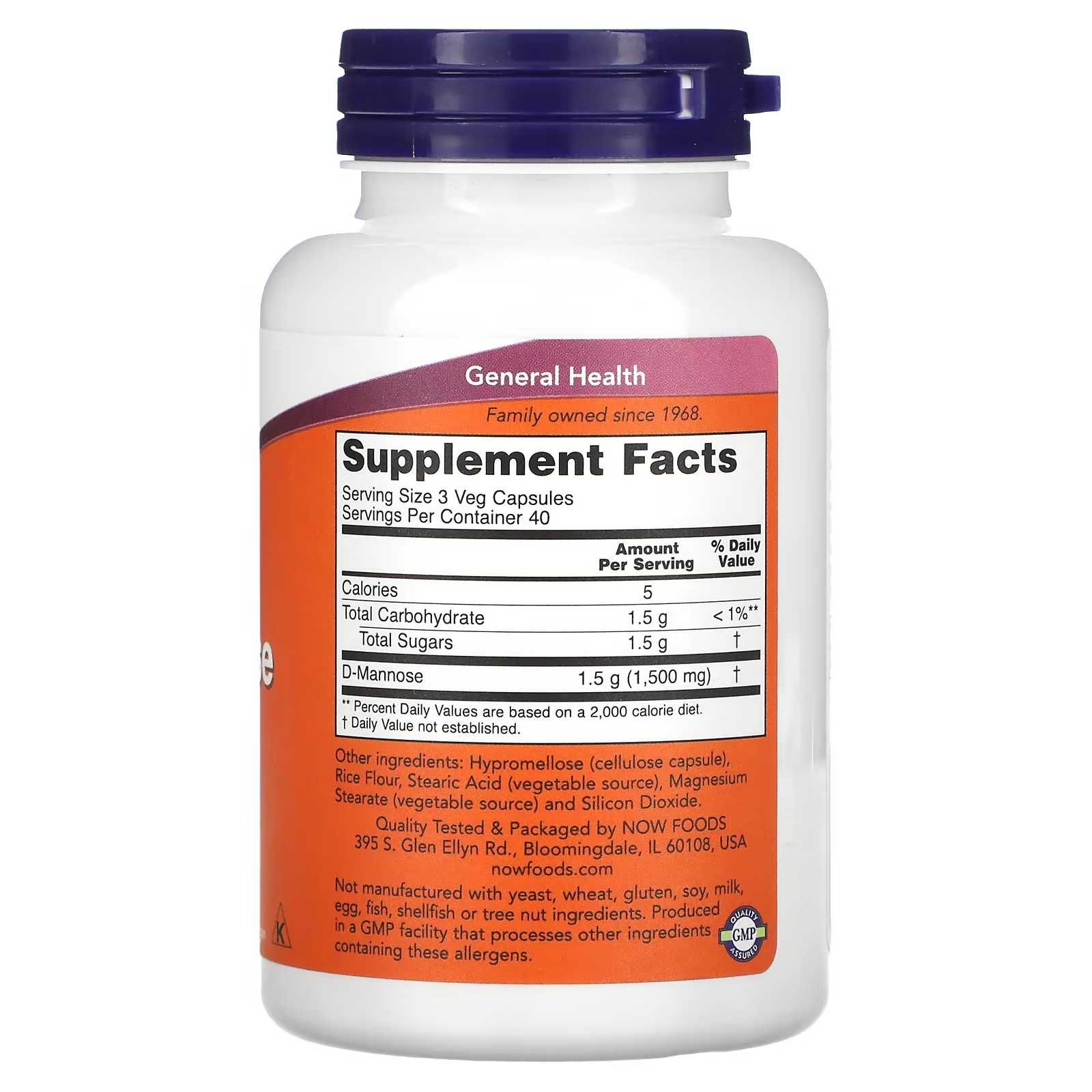 D- Манноза 500 мг, 120 растительных капсул D-Mannose США