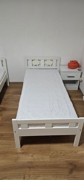 Pat copii ikea alb cu saltea si somiera