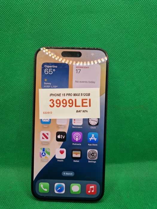 iPhone 15 PRO MAX 512GB 92%•Amanet Lazar Crangasi •53351