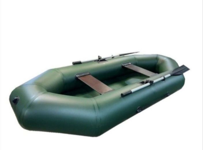 Лодка Турист 240 гребная серая, зеленая