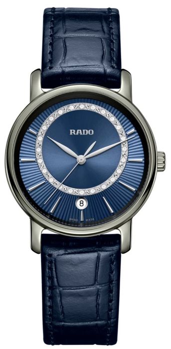 Rado DiaMaster Quartz Diamonds Blue Dial Leather Strap Ladies Watch R1