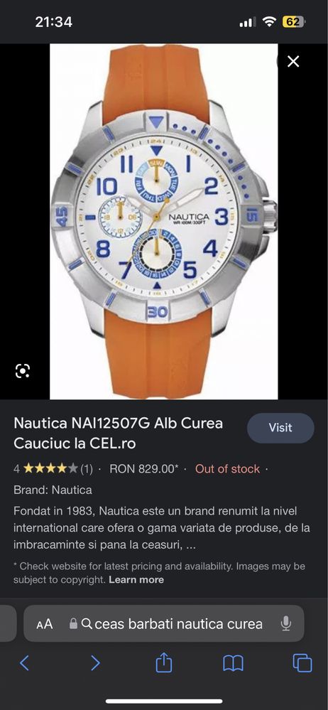 Ceas Barbatesc Nautica NAI12507G Alb