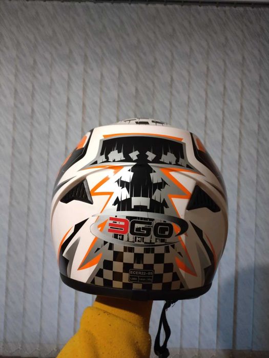 Мото каска 3GO E-36 WHITE/ORANGE