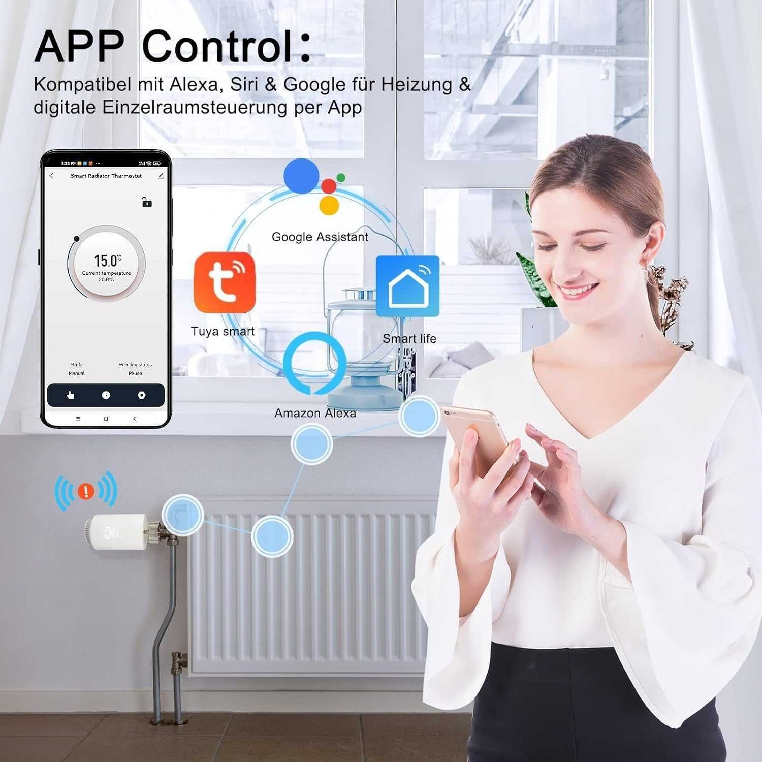 WiFi термоглава за радиатор Sewens - комплект 2 броя