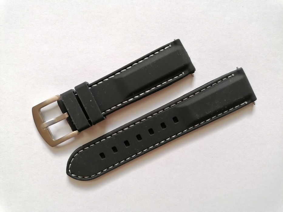 Bratara Ceas silicon 22mm Curea neagra catarama inox stil Sport