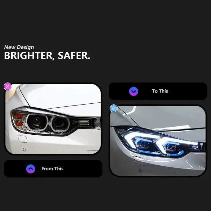 Комплект LED фарове за BMW серия 3 F30  F31 13-15 черна основа БМВ