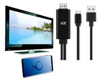 Cablu adaptor USB-C Type-C la HDMI pentru telefon, cu alimentare, 4K