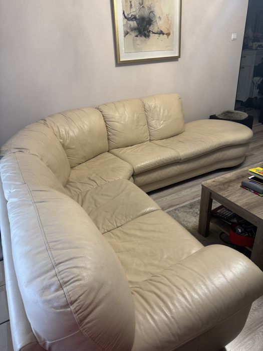 Coltar fix din piele crem