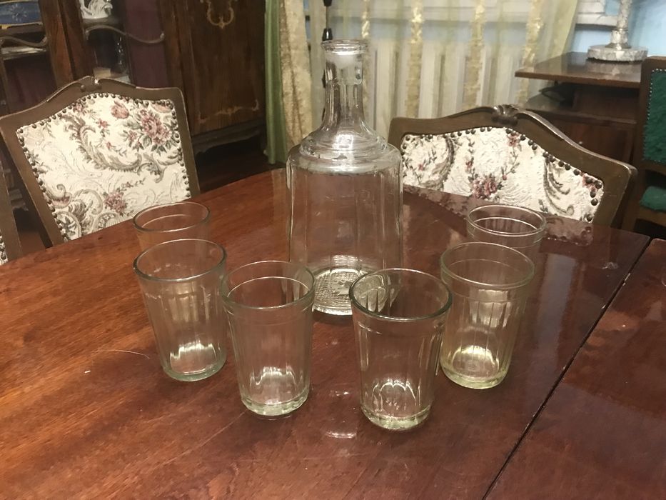 Графин гранённый со стаканами СССР Советский Ретро Винтаж