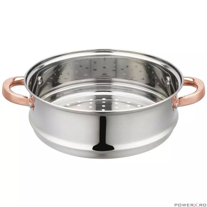 Oala fiert la abur, 4 elemente, cu manere roze gold, 24cm, 5.0L,