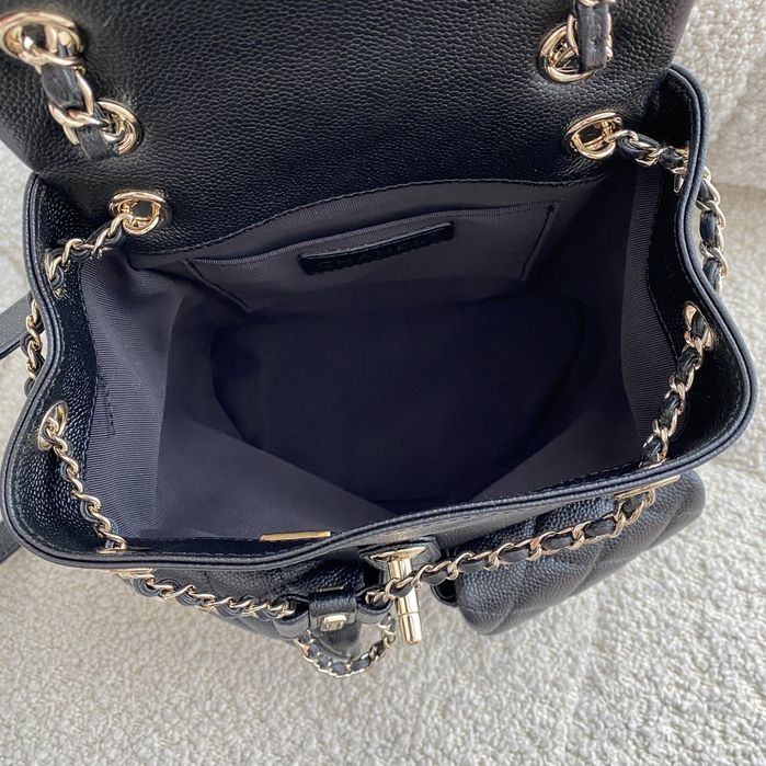 Rucsac ghiozdan Chanel 20x21cm, piele caviar, Premium