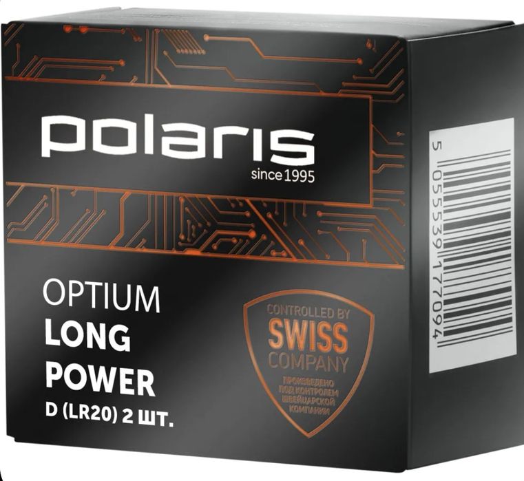 Батарейки Polaris, для газовой колонки тип D, набор 2 шт.