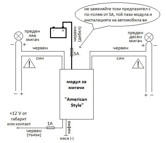 Модул за мигачи "American style" СЪС и БЕЗ регулиране.