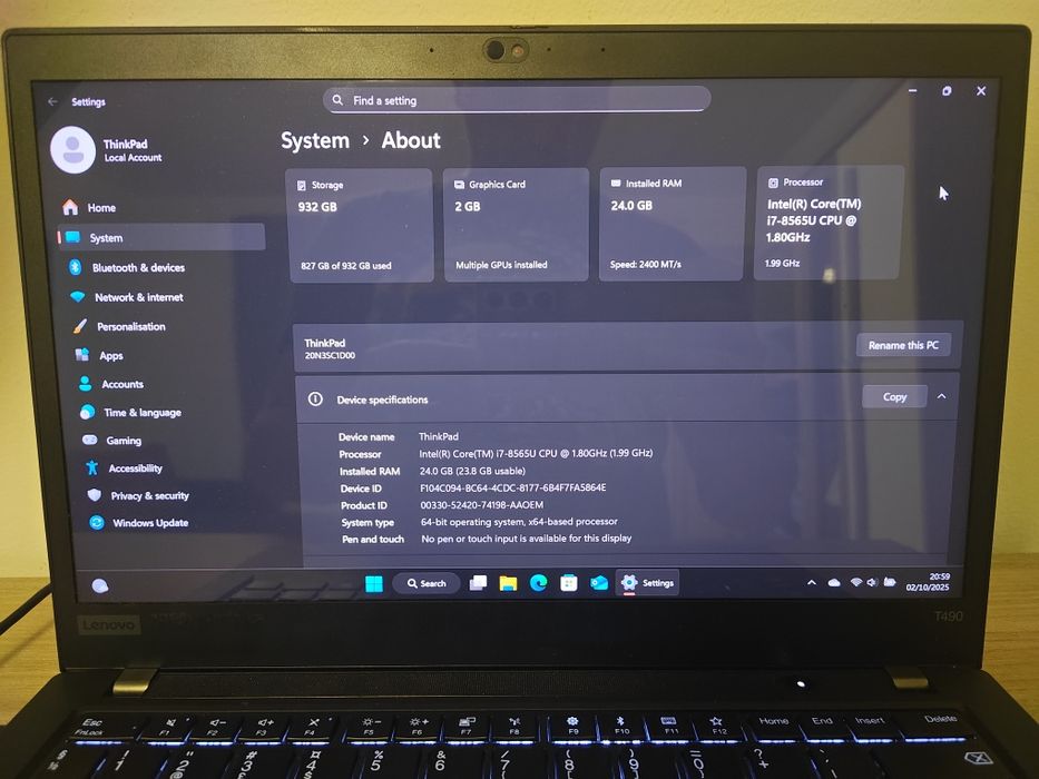 Lenovo TbinkPad T490