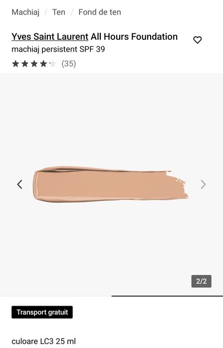 Yves Saint Laurent all  hours foundation- LN1 și LC3
ysl all hours fou