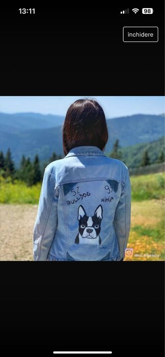 Geaca denim pictata