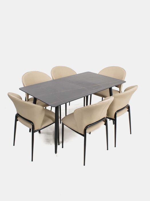 Комплект стол и стулья из натурального мрамора, современный дизайн