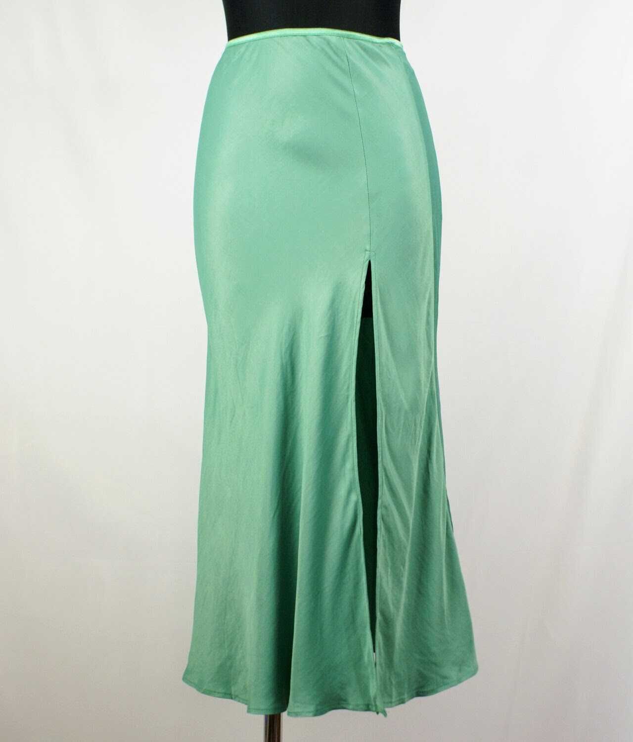Fustă Zara damă XS, verde mentă satinată, nouă cu etichetă