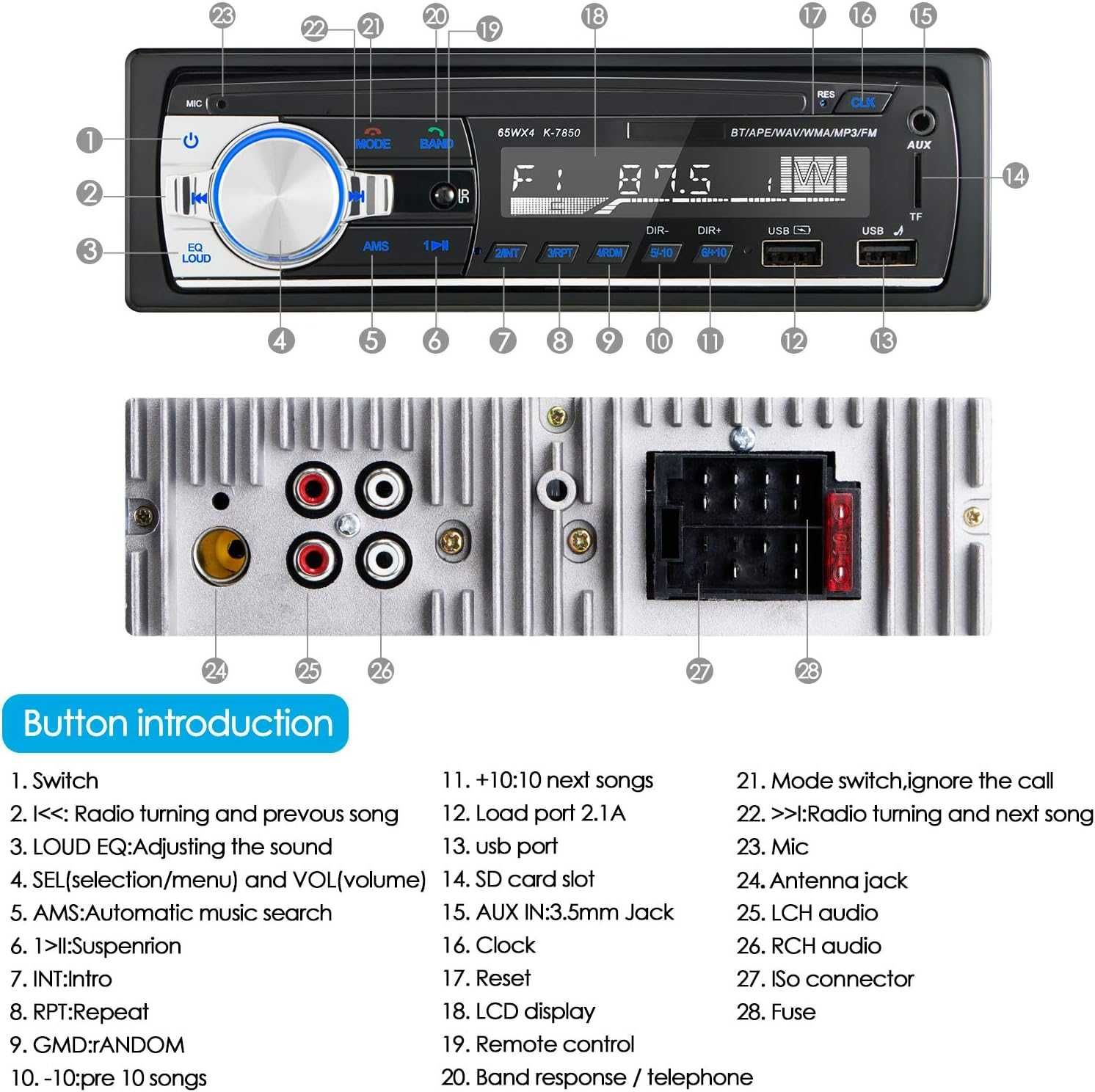 Bluetooth Hands-free MP3 радио за кола CENXINY N1901