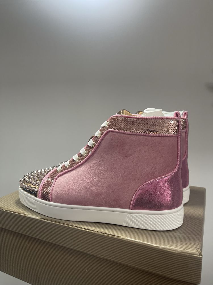 Christian Louboutin Pink Suede Spikes