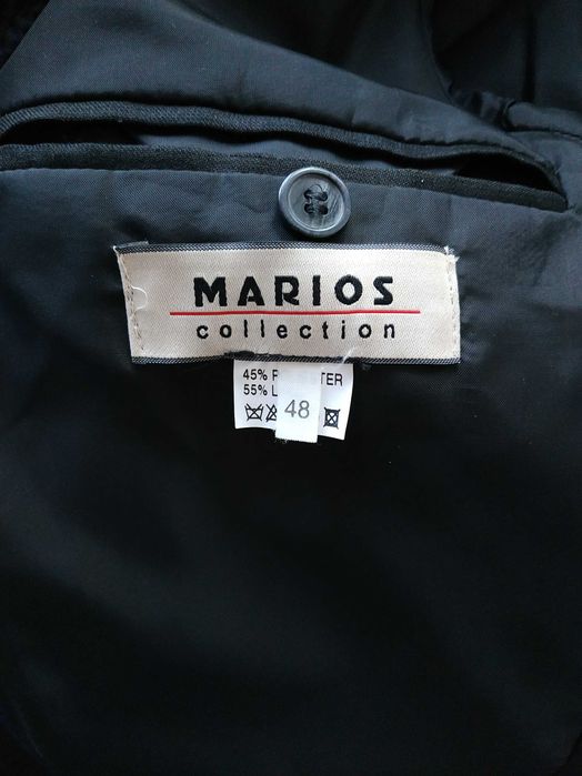 Costum Marios negru texturat,bărbați, Sacou, Vestă și Pantaloni, Nr 48