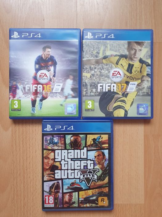 Vând GTA 5 PS4 + FIFA 16, 17 – stare foarte bună, preț negociabil