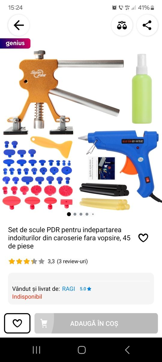 Set de scule pdr pentru îndepărtarea indoiturilor din caroserie