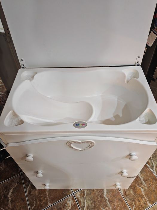 Comoda Copii Erbesi Cuoricino Alb cu cadita