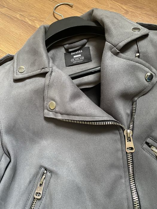Велурено сиво късо яке Bershka