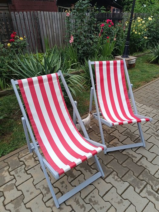 Sezlong cadru lemn si panza