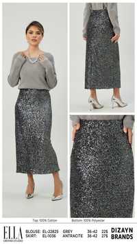 Продается шикарная юбка с пайетками, серебро антрацит 20000