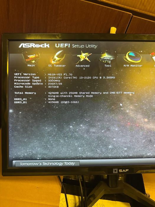 Материнская плата H61  + проц i3 2120 + ОЗУ 4гб + кулер