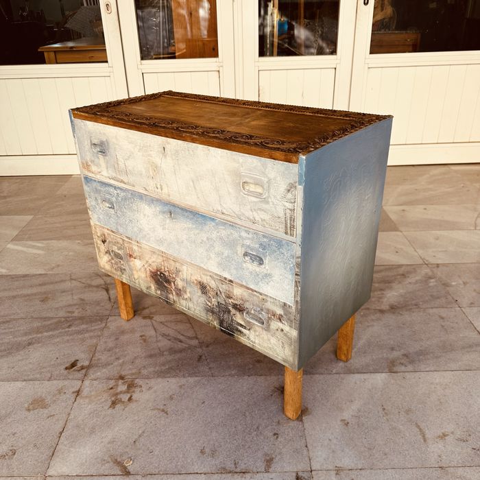 Ръчно изработен ретро дървен скрин – винтидж / рустик стил