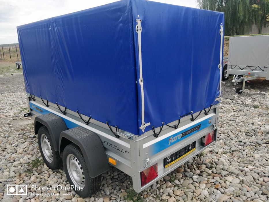 Remorca cu Prelata 750 kg 2 Axe Faro Solidus 236x125x120 cm Nr Rosi
