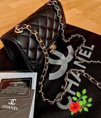 Geanta Chanel mini 22/17cm,logo metalic, saculet, etichetă