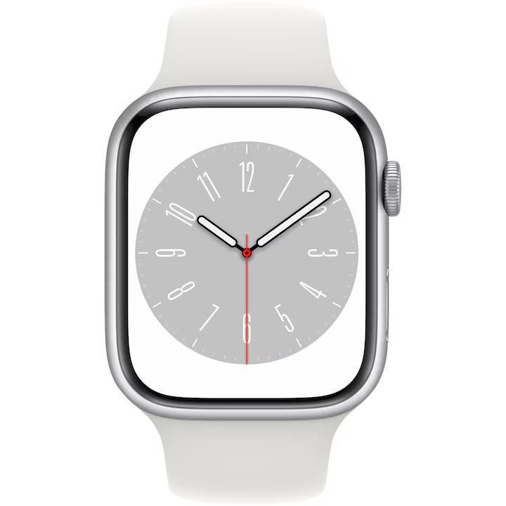 Apple Watch Series 8 GPS 45mm Silver Nou + 3 Brățări + Sticker iPhone