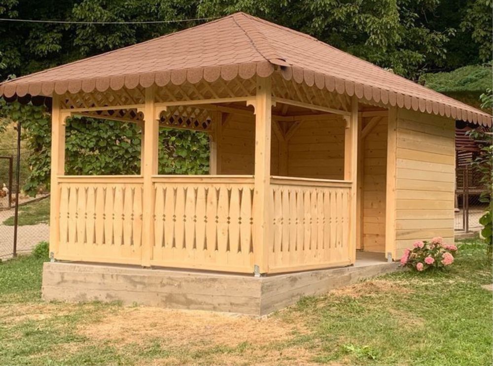 Mobilier rustic de gradină terase foișoare si pergole la comandă