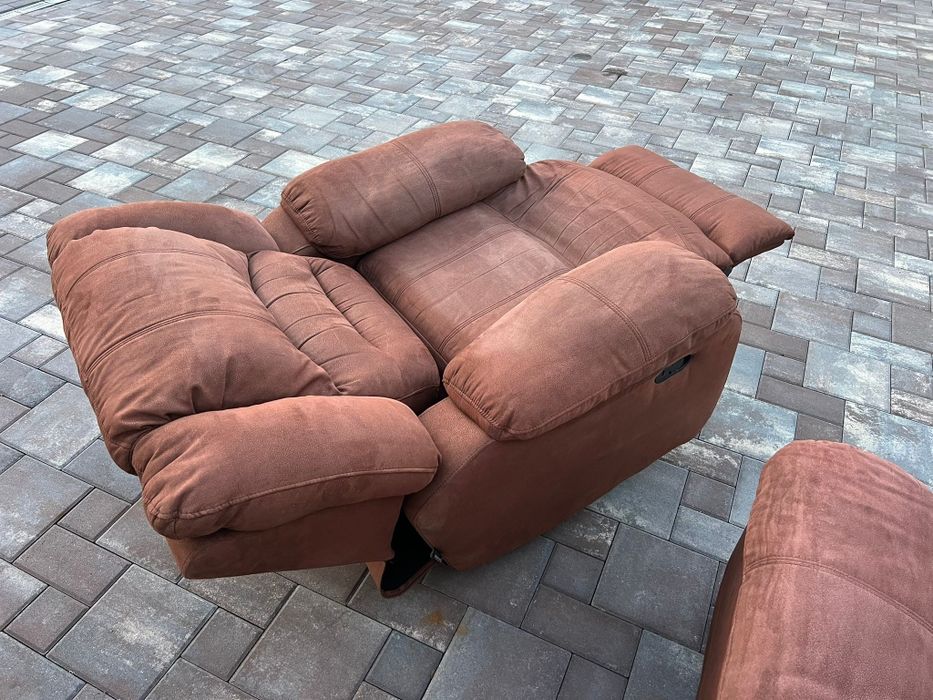 Canapea 2 locuri și fotoliu cu recliner