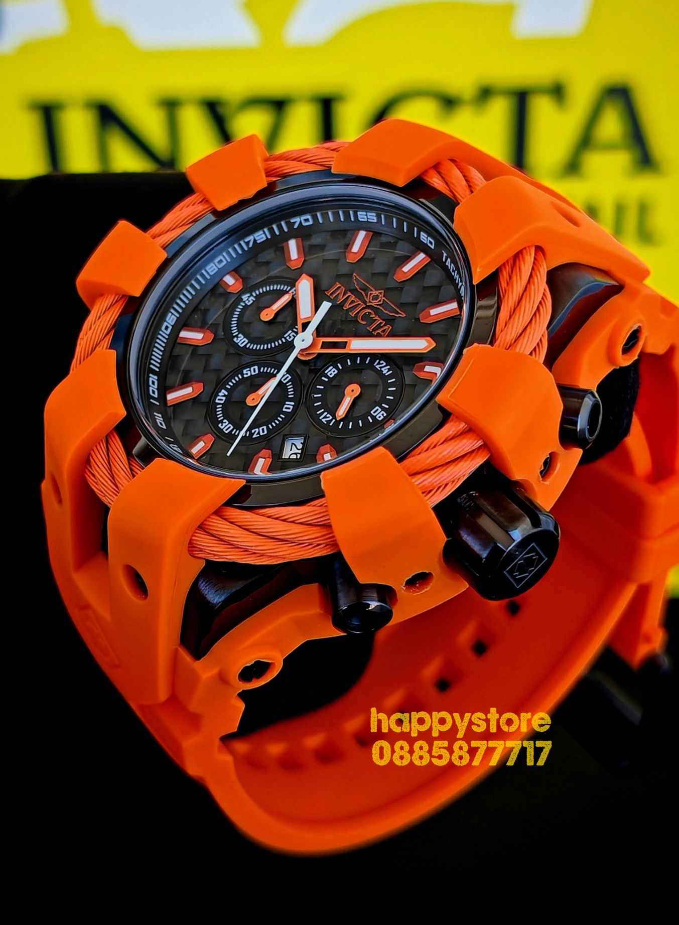 INVICTA Bolt Shock Orange 54 mm, Инвикта нов ръчен часовник