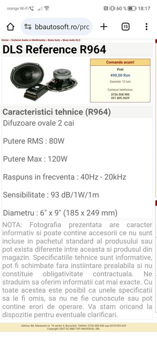 Vând  2 boxe auto/polita haion Skoda Octavia cu 2 difuzoare DLS R964