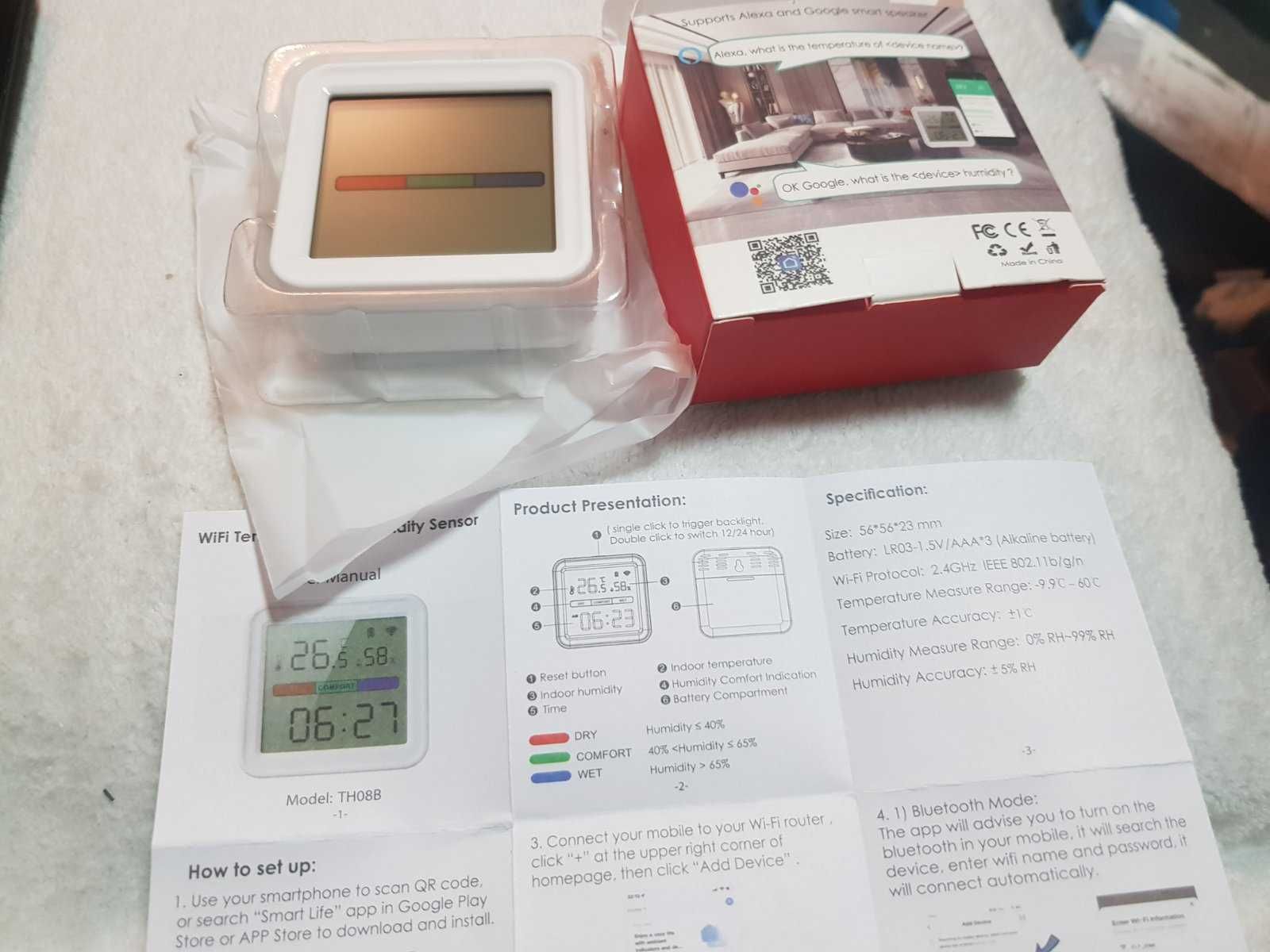 Tuya термометър и влагометър за дома с екран Wi-Fi smartlife часовник
