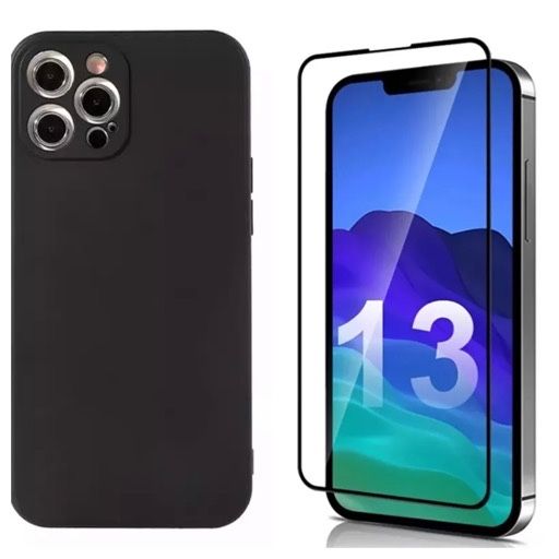 Iphone 13/12 MINI PRO MAX Husa Silicon + Folie Sticla Curbata 11D Adez