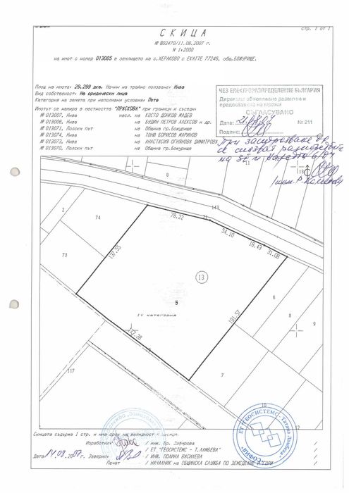 Продава големи парцели с лице на Европейски път Е80 района на Хераково