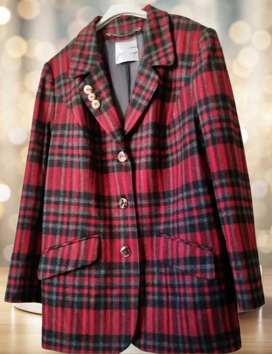 Jacheta din lână in carouri, pentru femei, XL