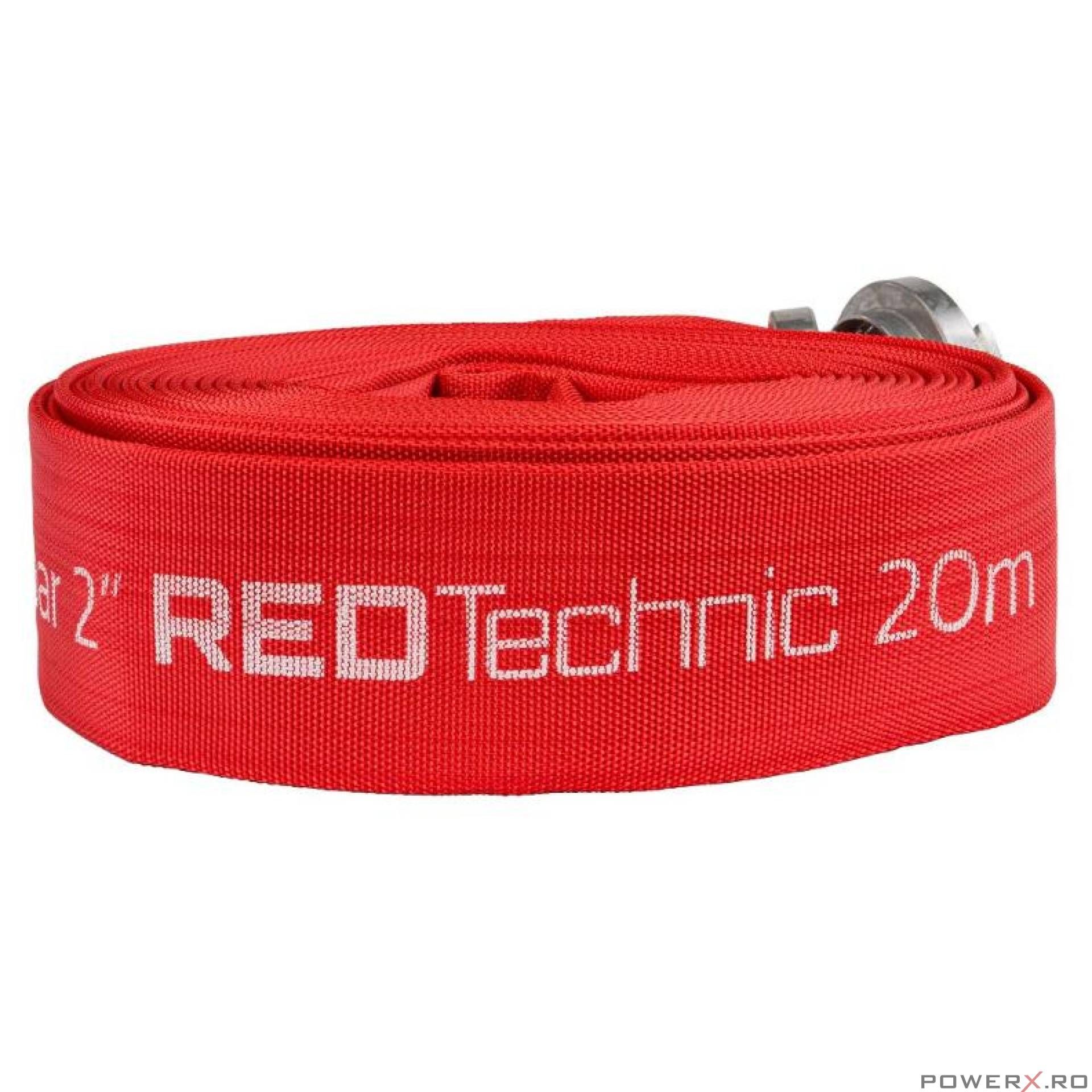 Furtun apa irigatii 2"20 metri, tip pompieri 8 bari, cu cuple, Red