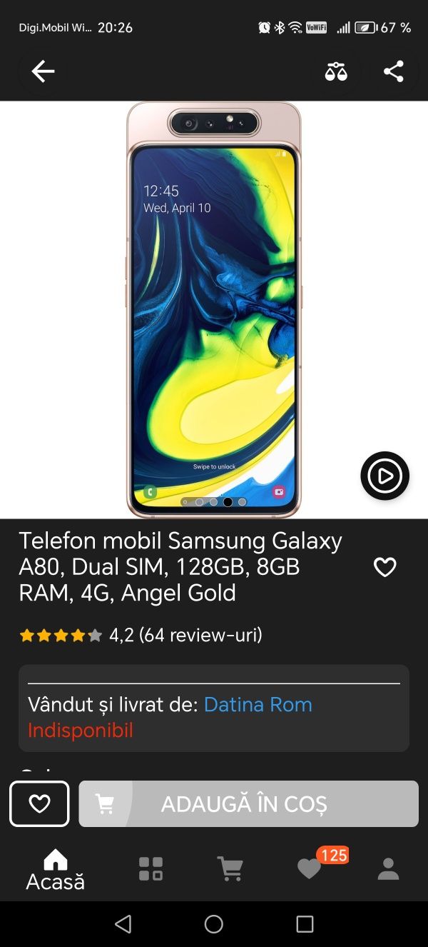 Vând telefon Samsung Galaxy A80