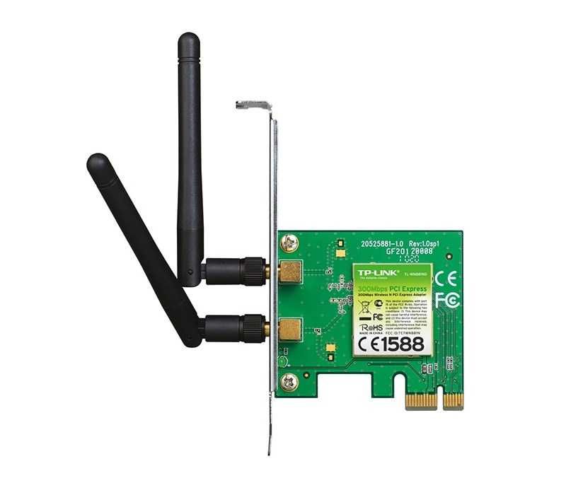 ; TL-WN881ND Wireless N PCI Express Adapter, Atheros, 2T2R, 2.4GHz