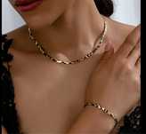 Set Colier + Bratara Snake Animal Print Glamour Femei Otel Inoxidabil